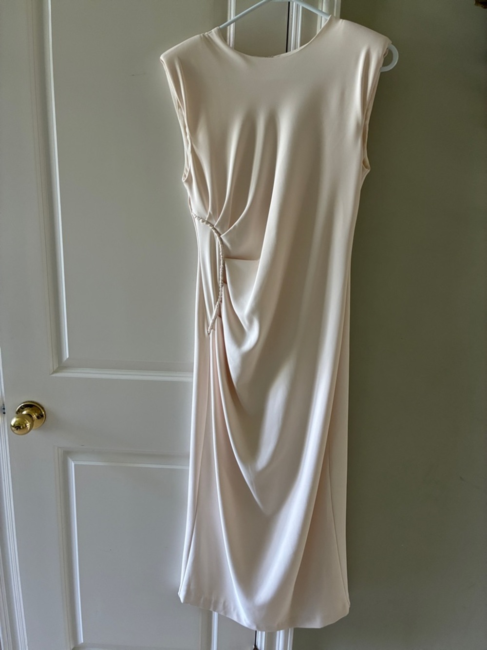 💓Zara Cream Midi Dress with Side Drape new with tag💓